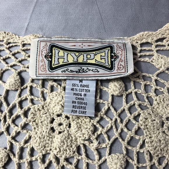 90s Vintage Crochet Top Size Medium Y2K Boho Beach Coastal Cowgirl Gilmore Girls - Picture 6 of 9